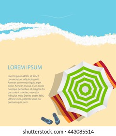 Summer Time Background. Sunny Beach in Flat Design Style Vector Illustration EPS10