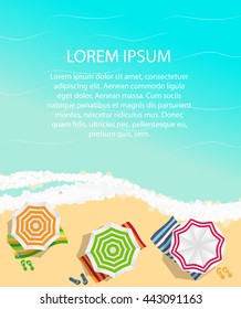 Summer Time Background. Sunny Beach in Flat Design Style Vector Illustration EPS10
