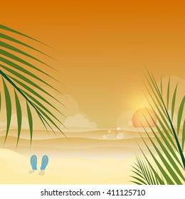 Summer Time background, sunrise or sunset concept vector illustration