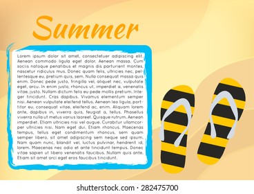 Summer Time Background With Text. Summer Beach. Vector Illustration.