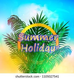 Summer time background with text - illustration. Vector illustration of a glowing Summer time background.