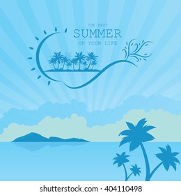 Summer time background with text - illustration.