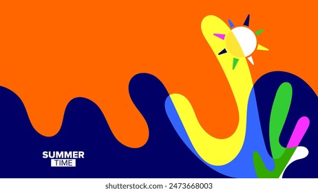 summer time background. vector illustration. hd layout, banner, poster, greeting card template design