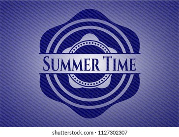 Summer Time badge with denim background