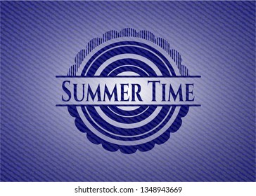 Summer Time badge with denim background