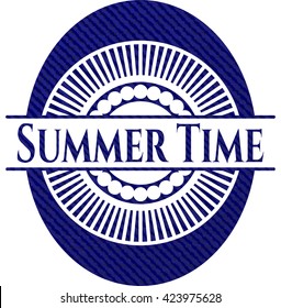 Summer Time badge with denim texture