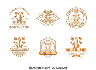 Summer time badge premium vector logo set