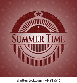 Summer Time badge with red background