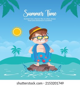 Summer time banner design template.