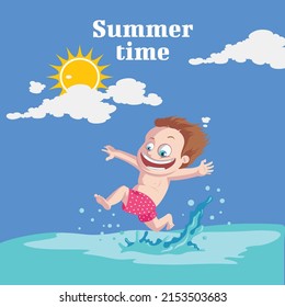 Summer time banner design template.