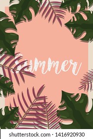 summer time banner foliage palm trees blurred background vector illustration cinco de mayo celebration