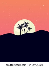 summer time banner foliage palm trees blurred background vector illustration cinco de mayo celebration