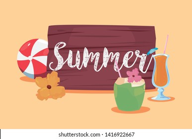 summer time banner foliage palm trees blurred background vector illustration cinco de mayo celebration