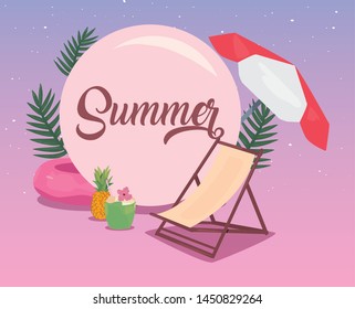 summer time banner foliage palm trees blurred background vector illustration cinco de mayo celebration