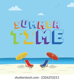 Summer Time Banner Icon Vector Design.