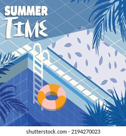 summer time banner swimming pool icon decor