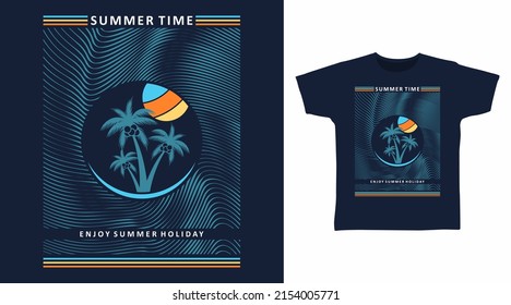 Summer time beach cartoon tshirt art design
