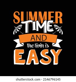 Summer Time beach element vector collection Quotes Typography T Shirt Design
