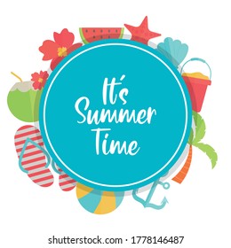 summer time with beach elements vector illustration design