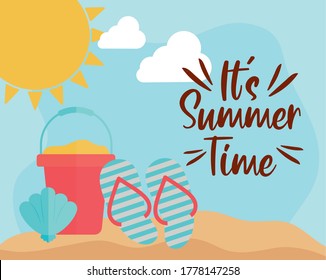 summer time with beach elements vector illustration design