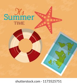 summer time beach with icons