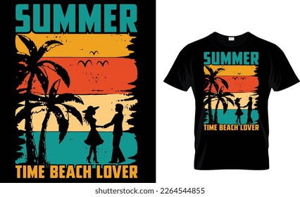 Summer time beach lover t-shirt design template