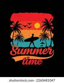 Summer Time, Beach T-shirt Design