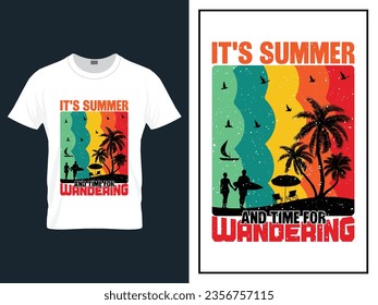 Summer time beach t-shirt design vector illustration, Vector summer day t shirt design 