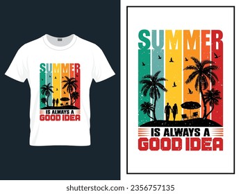 Summer time beach t-shirt design vector illustration, Vector summer day t shirt design 