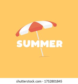 Summer Time, Summer Beach Umbrella Flat Trendy Minimal Design, Vector Illustration Background