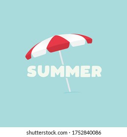 Summer Time, Summer Beach Umbrella, Beach Umbrella, Summer Text, Summer Poster, Flat Trendy Minimal Design, Vector Illustration Background