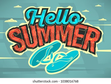 Summer Time Beach Vacation Holiday Tropical Exotic Fresh Design. Vector Graphic