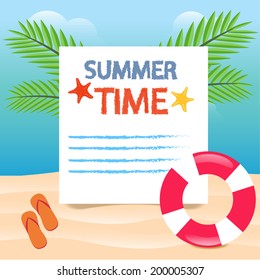 Summer Time Beach Vacation Vector Illustration