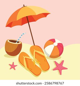 Summer Time in Beach, vector illustration