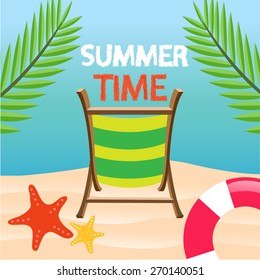 Summer Time Beach Vector Illustration