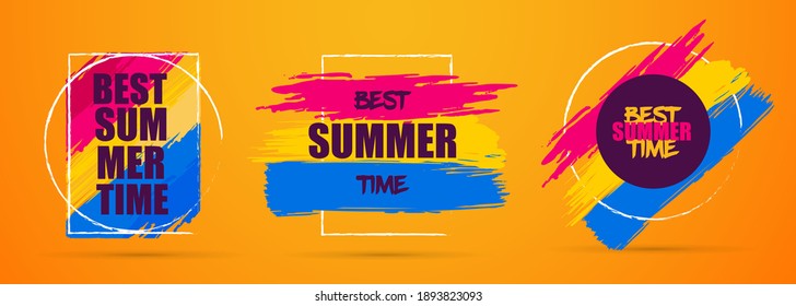 El mejor diseño del tiempo de verano es el abstracto salpicado de agua del océano. logotipo gráfico para la fiesta de verano. marco vectorial moderno para texto en verano estilo de vacaciones en la playa. elementos gráficos para ilustración