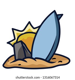 summer time, board, sun and stone - vector