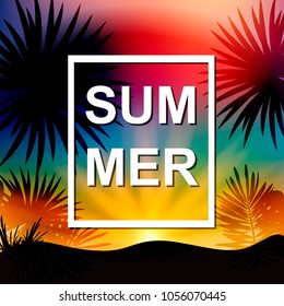 Summer time. Bright background. Inscription. Hot. Season. For flyer, postcards. For your design.