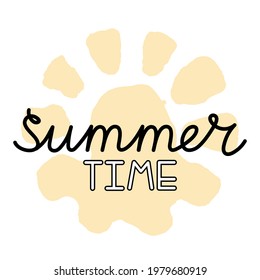 Summer time. Brush strokes with text. Yellow spots background.