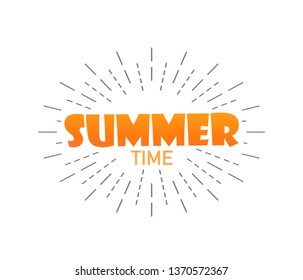 Summer time. Summer with burst. Isolated background. Vector illustration