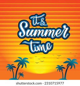 It's summer time. business promotion web banner template design for social media. Tourism, summer holiday tour online marketing, post or poster with abstract gradient background. vector illustrations.