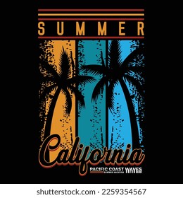 summer time  california pacific coast illustration vector background