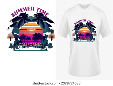 summer time in California stylish T-shirt trendy apparel typography, print