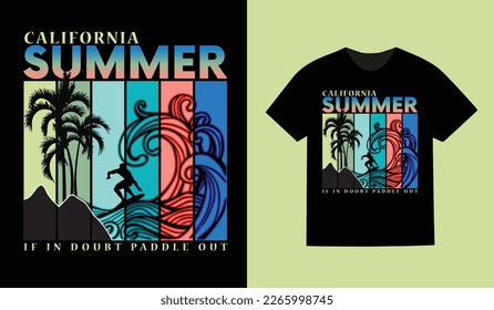 Summer time, California typography design for t-shirt print , vector illustration