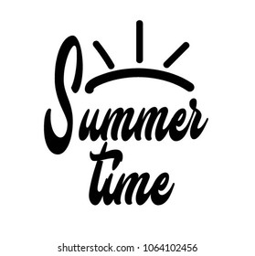 Summer time. Calligraphy text. Lettering seasonal composition isolated on white background. illustration