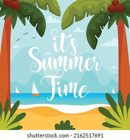 It's Summer time card. Vector illustration.