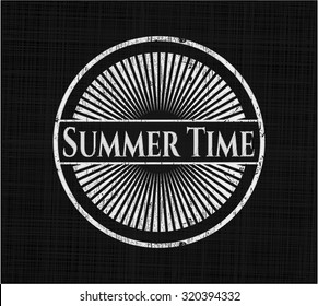 Summer Time chalkboard emblem on black board