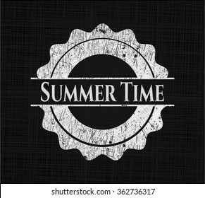 Summer Time chalkboard emblem on black board