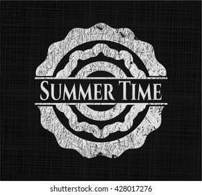Summer Time chalkboard emblem on black board