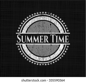 Summer Time chalkboard emblem written on a blackboard